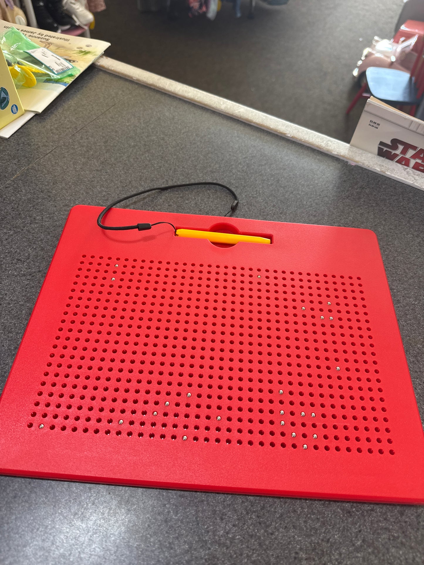 PicassoTiles red magnetic drawing board.