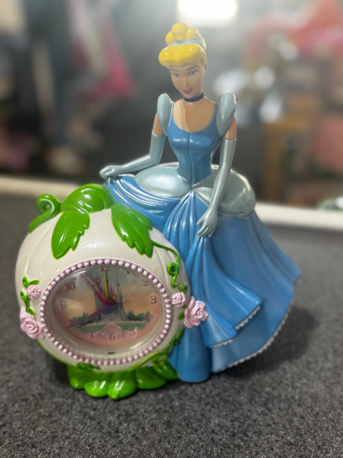 vintage Disney Cinderella vinyl bank and alarm clock
