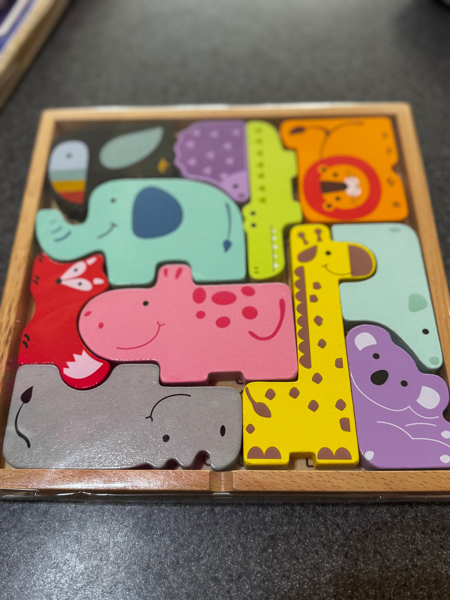Fat Brain Toys Animal Block Puzzle - Wooden Shape-Matching