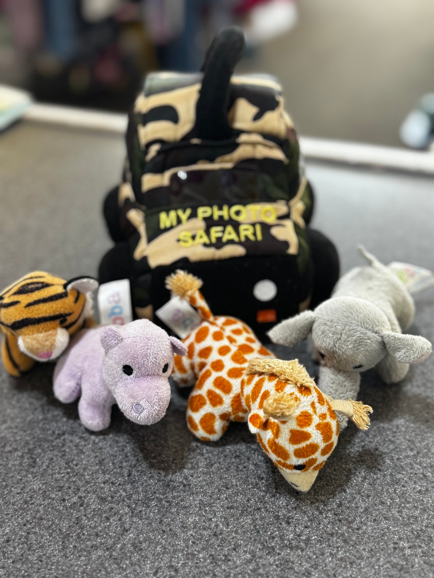 Safari plush stuffed animal play set