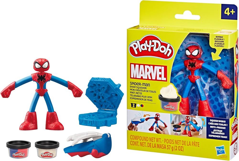 New in Box~ Play-Doh Marvel Spider-Man Thwip Squisher Action Figure Playset