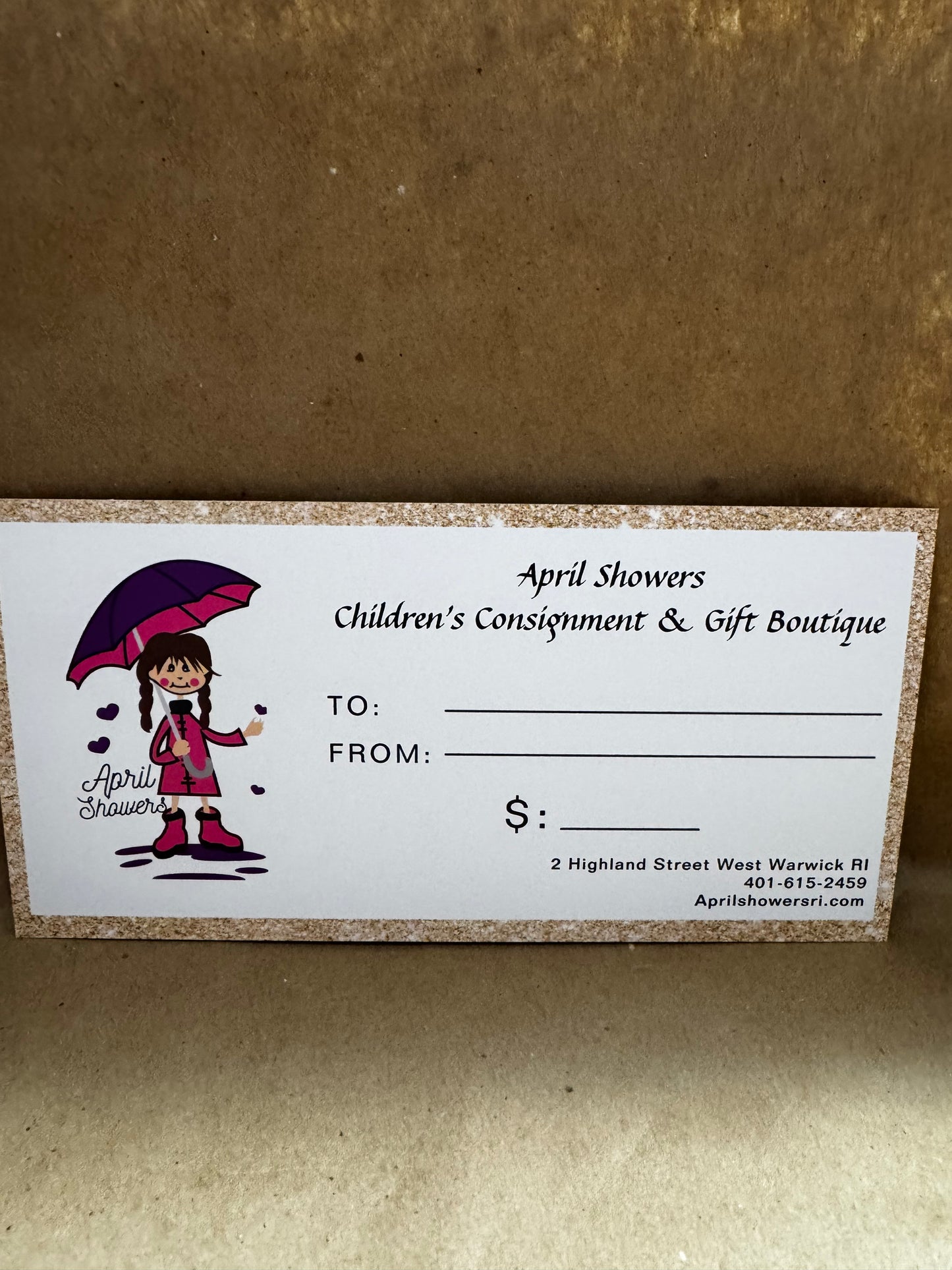 April Showers Gift Certificate