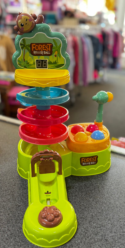 Forest Animal Roller Ball / 4-in-1 Toddler Montessori Ball Drop & Hammer Toy