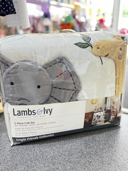New~ Lambs & Ivy Jungle Friends 5-piece crib set