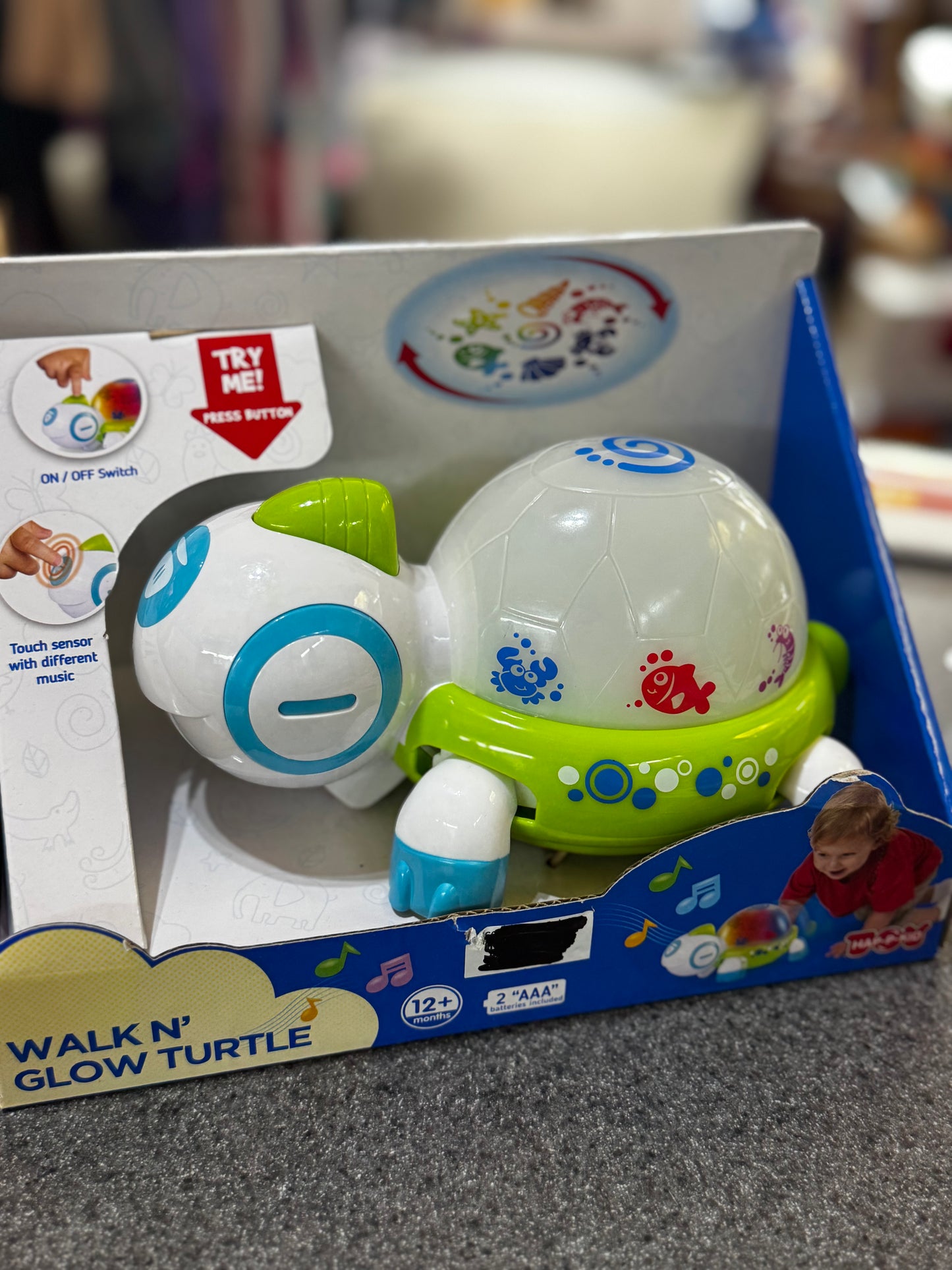 New~ HAP-P-KID Little Learner Walk N Glow Turtle Baby Activity Toy Lights Sound