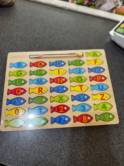 New~ Magnetic Wooden Fishing Game Toy