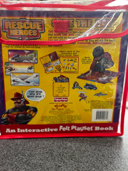 Vintage~Fisher Price Rescue Heroes Felt Interactive Playset Book Toy