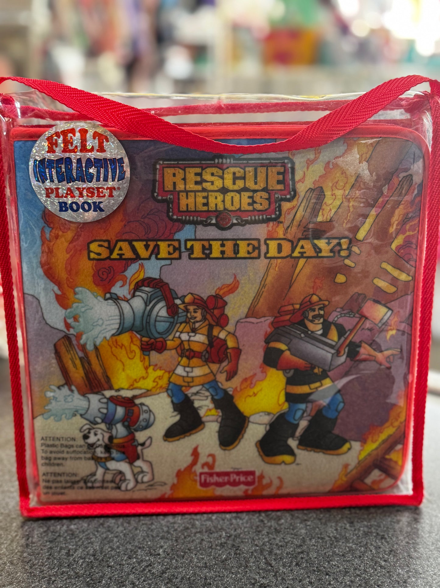 Vintage~Fisher Price Rescue Heroes Felt Interactive Playset Book Toy