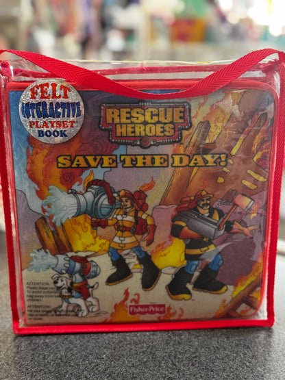 Vintage~Fisher Price Rescue Heroes Felt Interactive Playset Book Toy