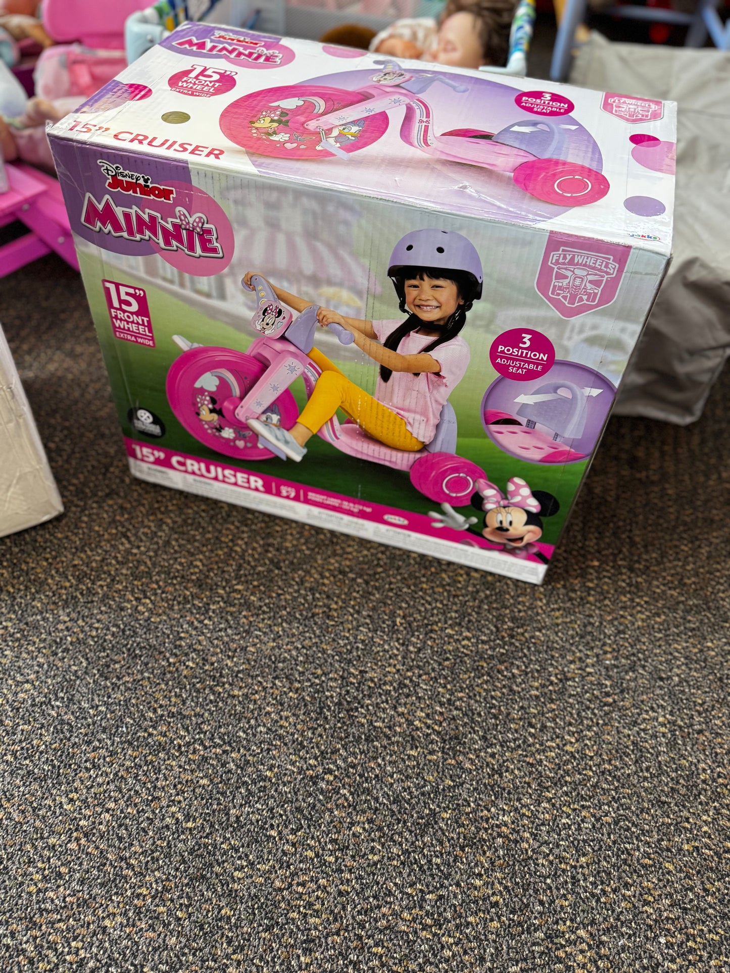 Pick up only~ New boxed Disney Junior Minnie Mouse Fly Wheels Cruiser ride-on tricycle