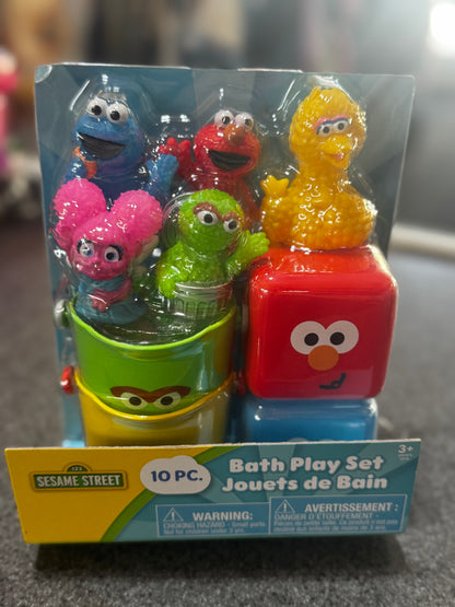 Sesame Street 10 Piece Bath Toy Value Set - Kids Bath Toys