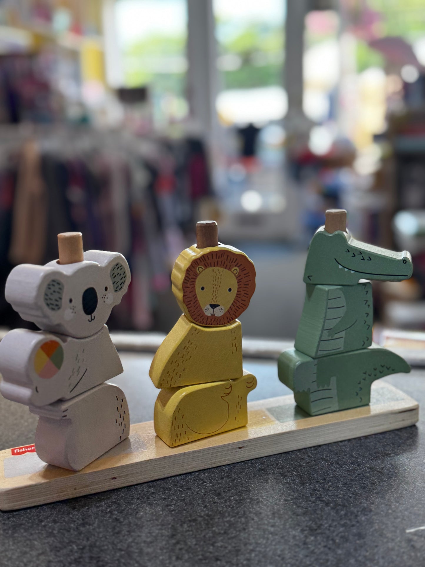 Fisher-Price Wood Baby Toy Stack & Sort Animals