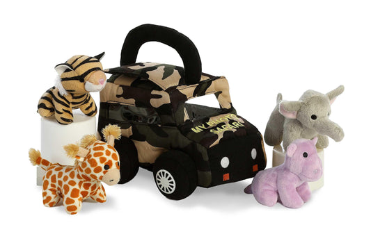 Safari plush stuffed animal play set