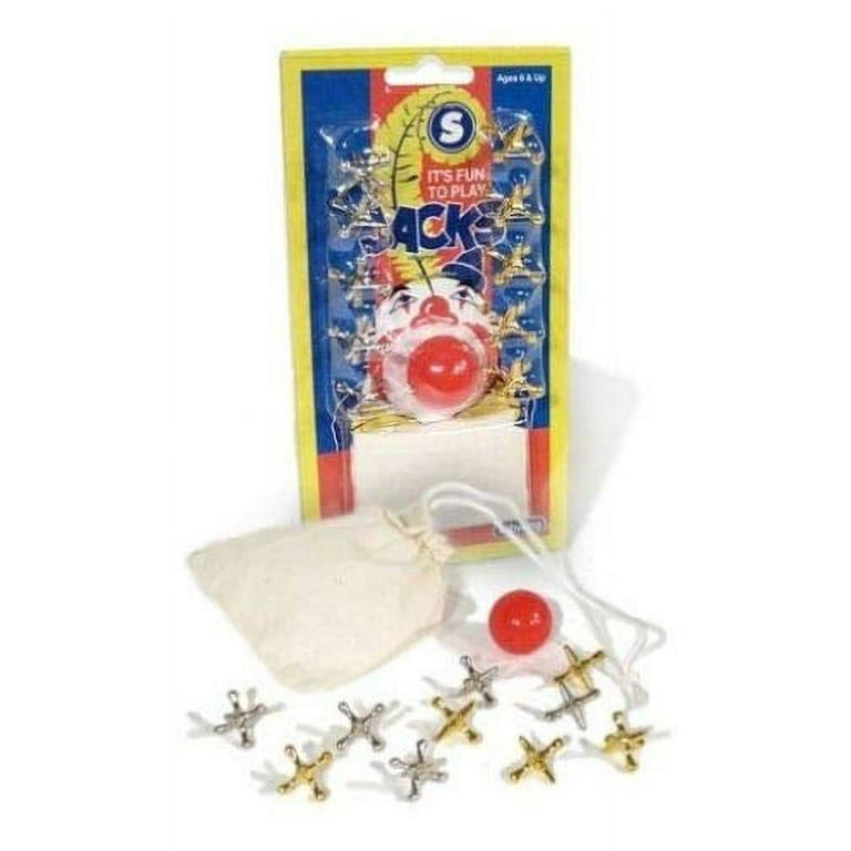 New~ Big Game Toys10 Metal Jacks & Ball Jax in Cloth Bag/Pouch Retro Game