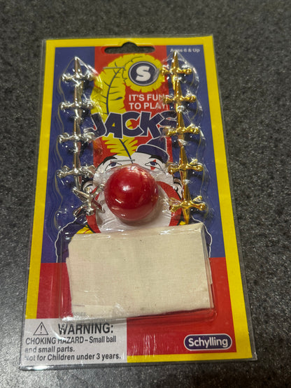New~ Big Game Toys10 Metal Jacks & Ball Jax in Cloth Bag/Pouch Retro Game