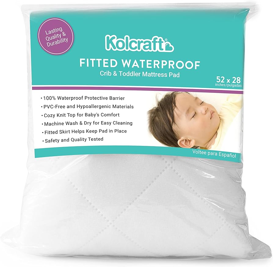 New Kolcraft fitted waterproof crib and toddler mattress pad