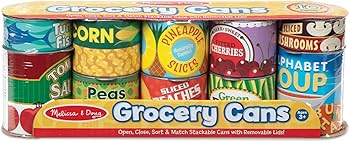 New~ Melissa & Doug Stackable Grocery Cans Kitchen Accessory - 10 Can Set
