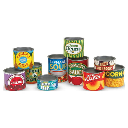New~ Melissa & Doug Stackable Grocery Cans Kitchen Accessory - 10 Can Set