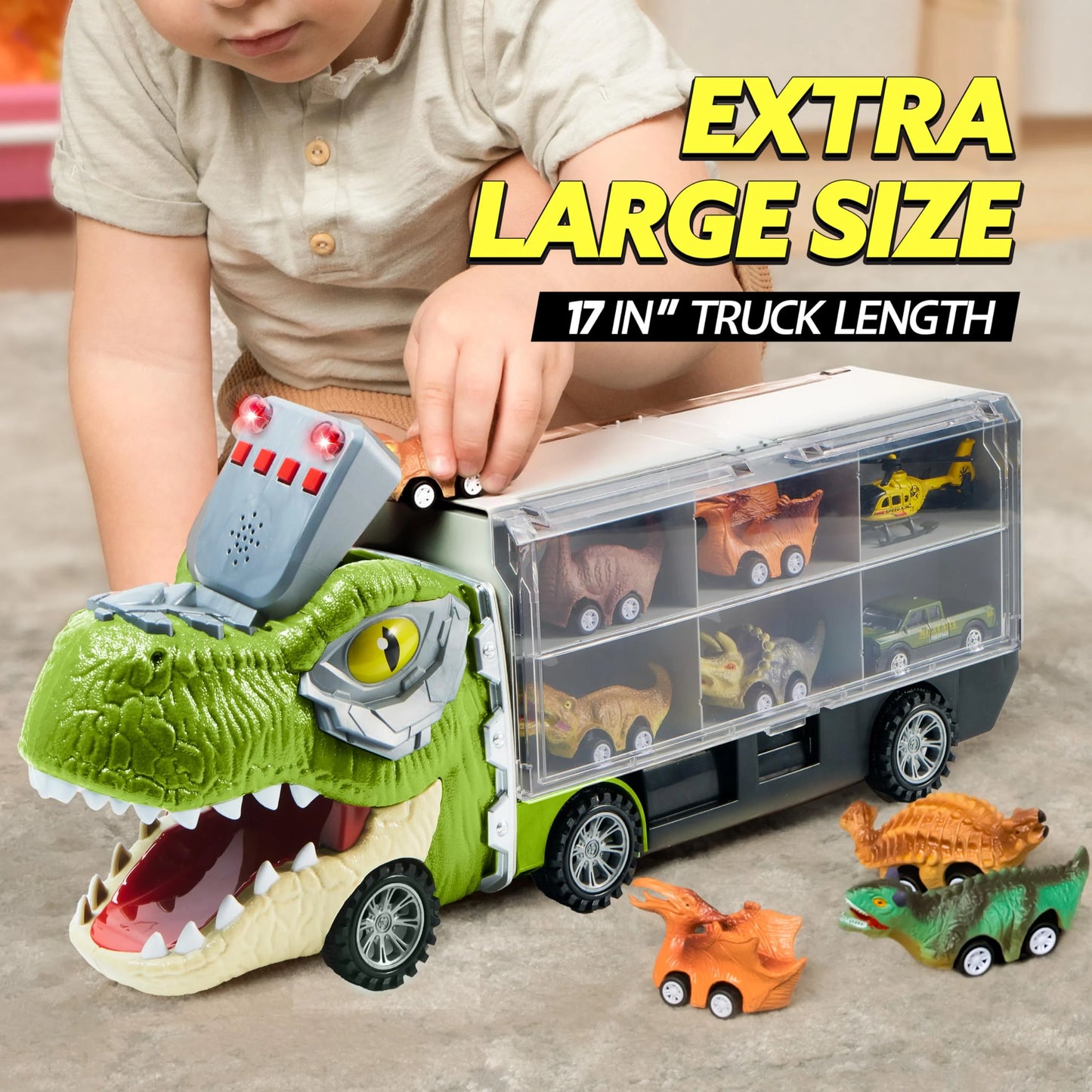 Joyfy Dinosaur Truck Toy with 7 mini Dinosaurs