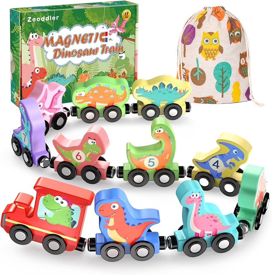 Magnetic Wooden Dinosaur Train Set