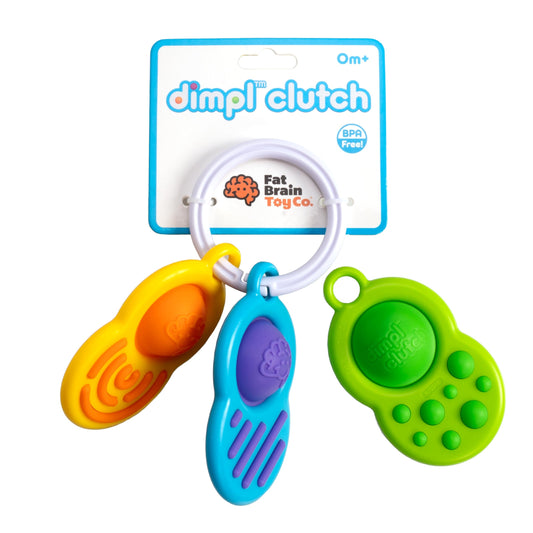 New~ Fat Brain Toys Dimpl Clutch, Popping Sensory Take-Along Baby Toy & Teether