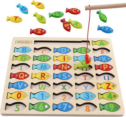 New~ Magnetic Wooden Fishing Game Toy