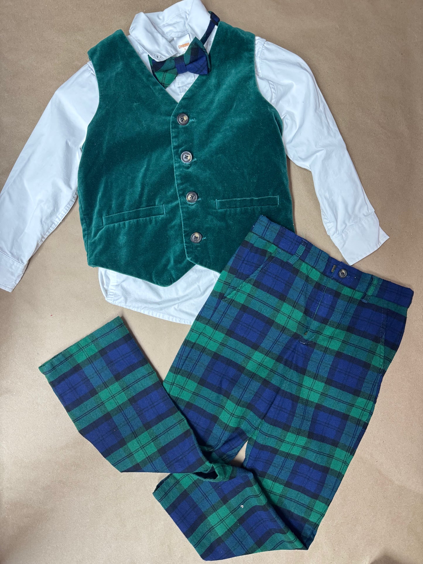 4 pc dress up green plaid