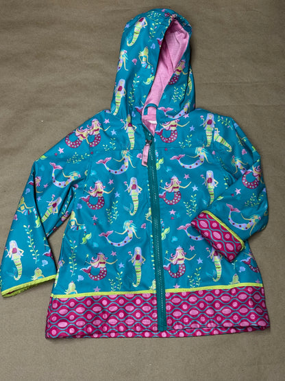 4T Mermaid Printed Hooded Rain Jacket