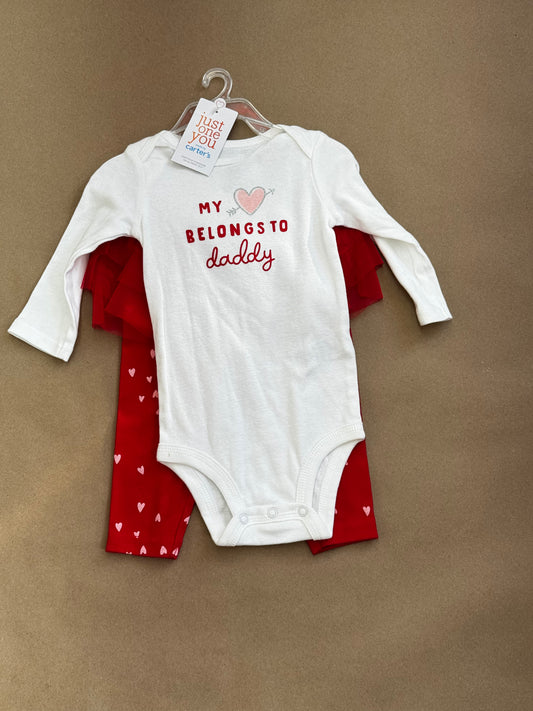 6 Months 2 pc My Heart Belongs To Daddy Outfit