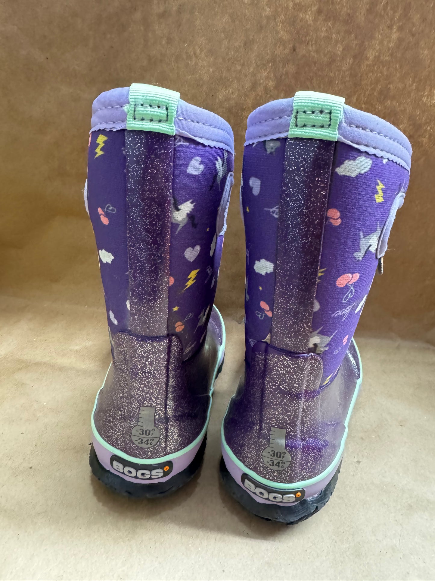 Size 9 Purple Unicorn Love Bogs
