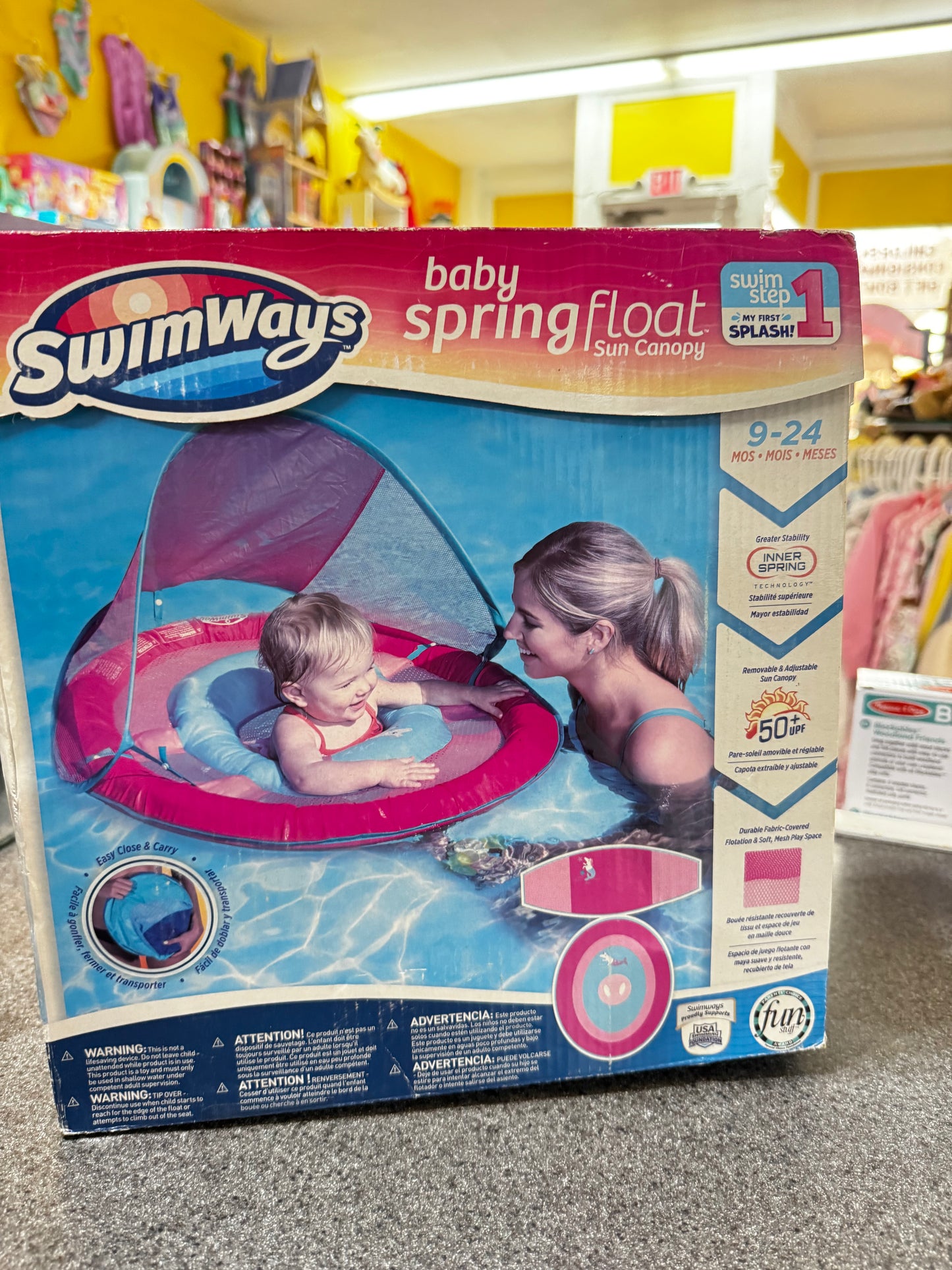 New in box SwimWays baby Spring Float with Canopy