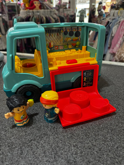 Fisher-Price Little People Serve It Up Food Truck Musical Toddler Toy with 2 Figures