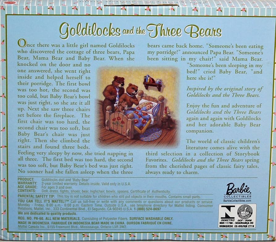 New Barbie Kelly “Goldilocks and the three Bears” collection Doll